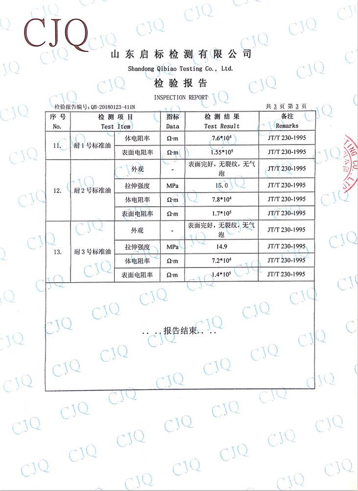 2018年HTY1250型靜電拖地帶檢驗(yàn)報(bào)告